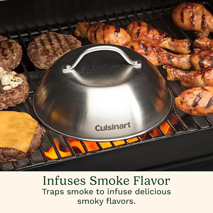 Cuisinart 9” Stainless Steel Melting Dome, Griddle Accessories for Flat Top Cooking, Basting Cover for Enhanced Flavor and Steaming Vegetables, Perfect for Indoor and Outdoor Cooking