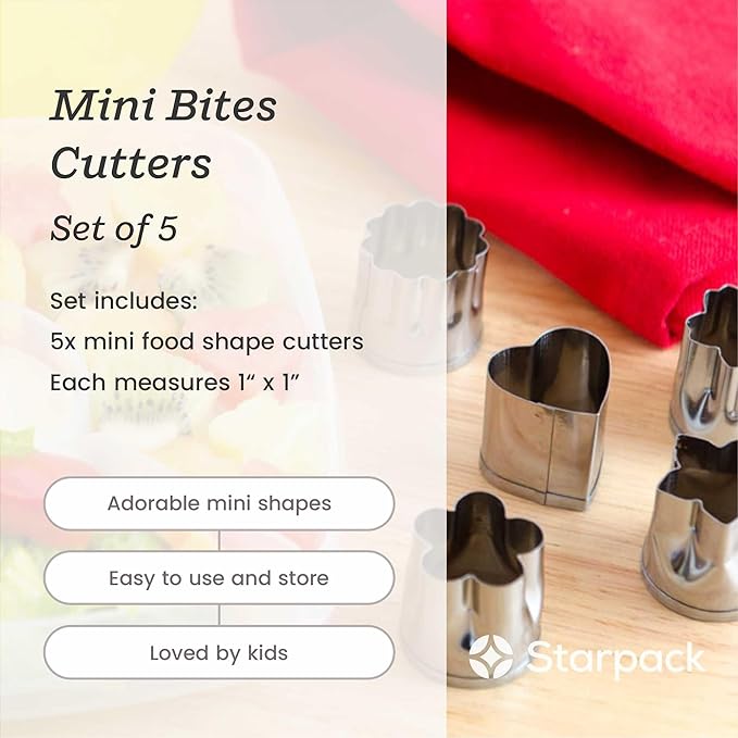 StarPack Home Vegetable Cutter Shapes Set (5 Piece) - Mini Cookie Cutters, Vegetable Shape Cutters for Kids, Bento Lunch Box Accessories