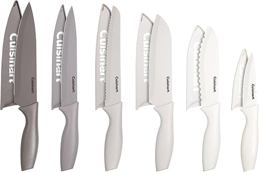 Cuisinart Advantage 12-Piece Kitchen Knife Set, Professional-Quality Nonstick Coated Stainless Steel Knives with Covers, Nonstick Color Coating for Easy Slicing, Ergonomic Handles, G1022-12N