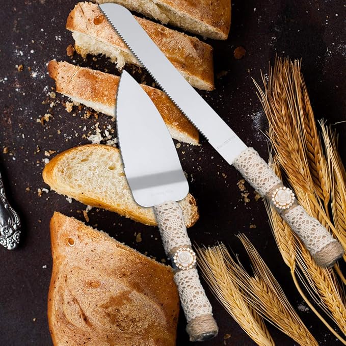 Rustic Wedding Cake Serving Set,Bride and Groom Cake Cutting Utensils,Pizza Pie Cake Knife and Server Set Pie Cake Serving Set Pie Cake Pizza Shovel Cutter