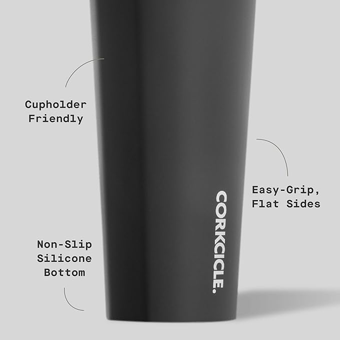 Corkcicle Classic Tumbler - Keeps Drinks Cold for 9 Hours & Hot for 3 - Triple-Insulated Stainless Steel - Holiday Tumbler Gift - 24 oz - Matte Black