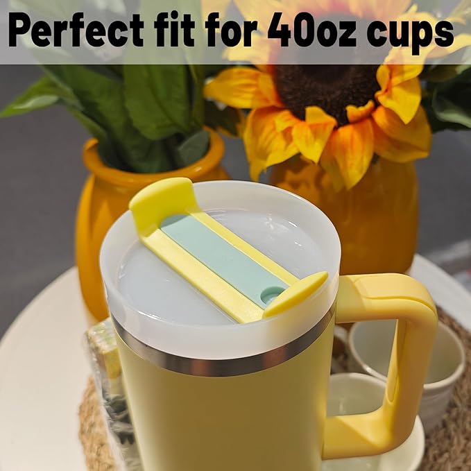 40 OZ Tumbler Lid Replacement Fit for Stanley Cup, 2 Pack Replacement Lids Fit for Stanley Travel Tumbler, Spill Proof Tumbler Covers for Stanley Cup Accessories (Opaque - Pomelo)
