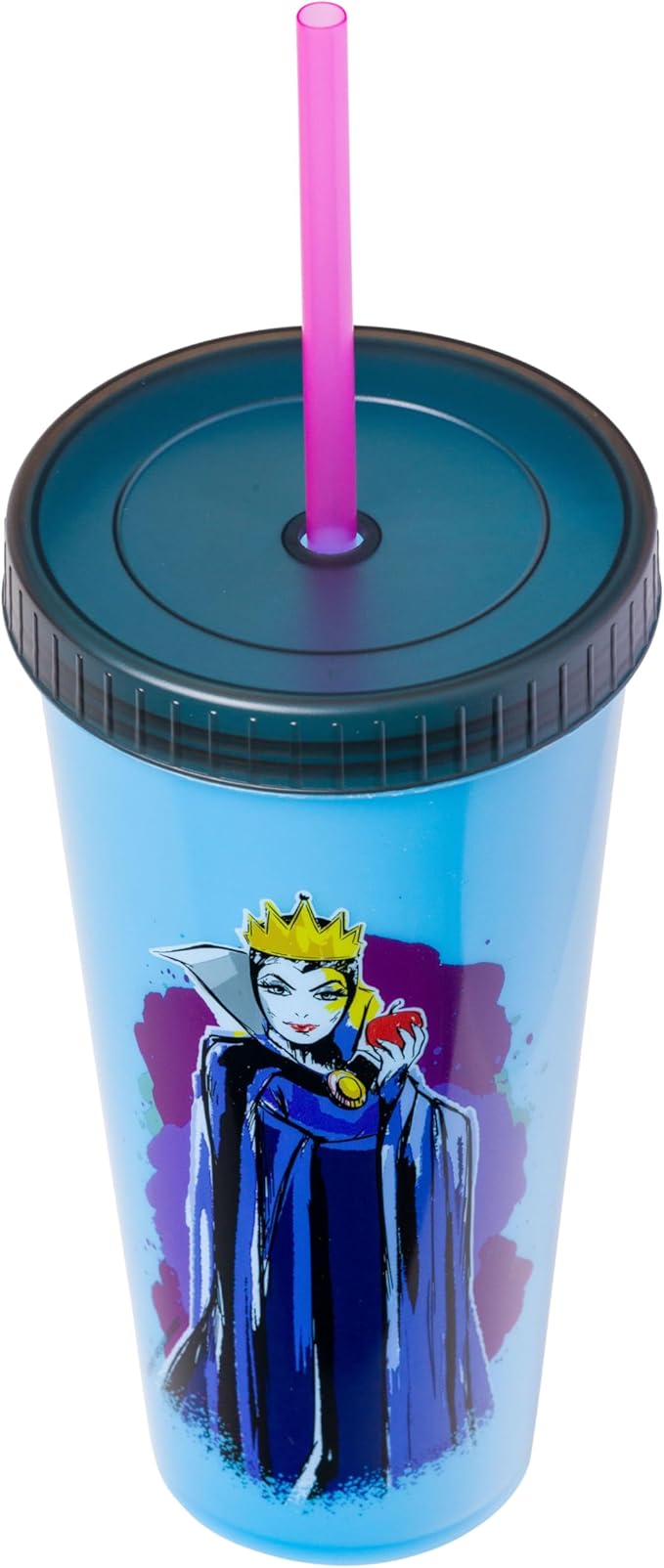 Silver Buffalo Disney Villains 4 pack Color Change Plastic Tumbler Featuring The Evil Queen, Cruella De Vil, Ursula, and Maleficent, 24 Ounces