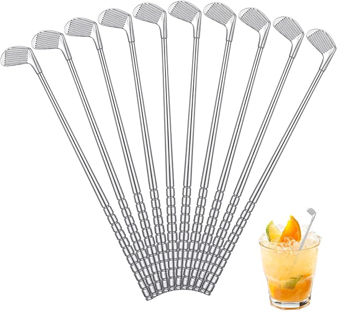 Teenyyou 10 Metal Golf Cocktail Stirrer Reusable Cocktail Beverage Stirrer by Teenyyou