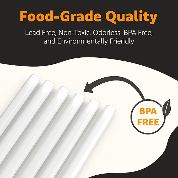 Jmoe USA 12" Replacement Straws for Stanley 40oz & 30oz Tumblers | Fits Reduce 50 oz & 40 oz Cold1 Tumblers | 6-Pack of Reusable Plastic Straws With Cleaning Brush | Food Grade & BPA Free (White)