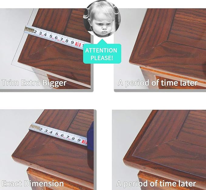 NECAUX Custom 56 x 72 Inch Clear Table Cover Protector, 1.5mm Thick Wood Grain Transparent Table Pad Non-Slip Tablecloth Plastic Protective Pad for Dining Room Table, Conference Table