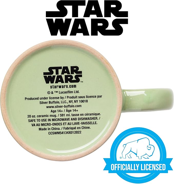 Silver Buffalo Star Wars Mandalorian Child Star Wars Wax Resist Ceramic Mug, 20 Ounces