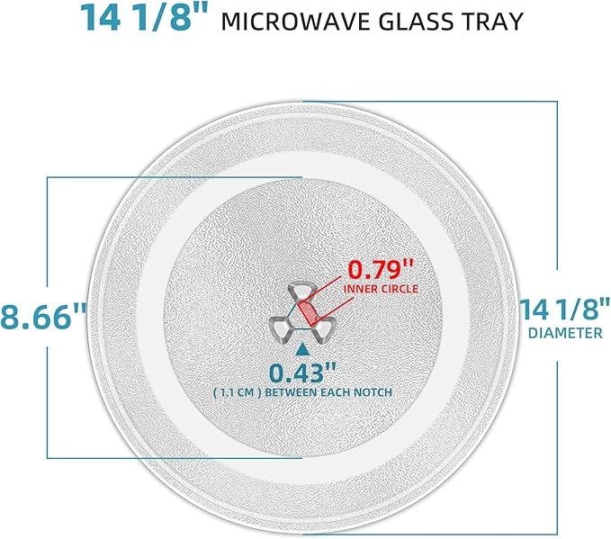 Microwave Glass Plate 14 1/8 inch - Exact Replacement for Microwave Turntable Part Numbers W10531726 / W11358813 and W11402532 - Dishwasher Safe