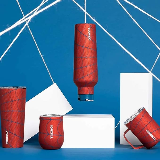 Corkcicle Stemless Insulated Wine Glass Tumbler - Keeps Beverages Cold 6 Hours & Hot 3 Hours - Stainless Steel - Easy-Grip - Summer Drinkware Gift - Keeps Drinks Ice Cold - 12 oz - Spider-Man