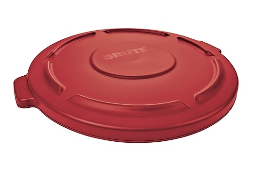 Rubbermaid Commercial Products BRUTE Heavy-Duty Round Trash/Garbage Lid, 32-Gallon, Red, Compatible with Rubbermaid BRUTE 23-Gallon Can