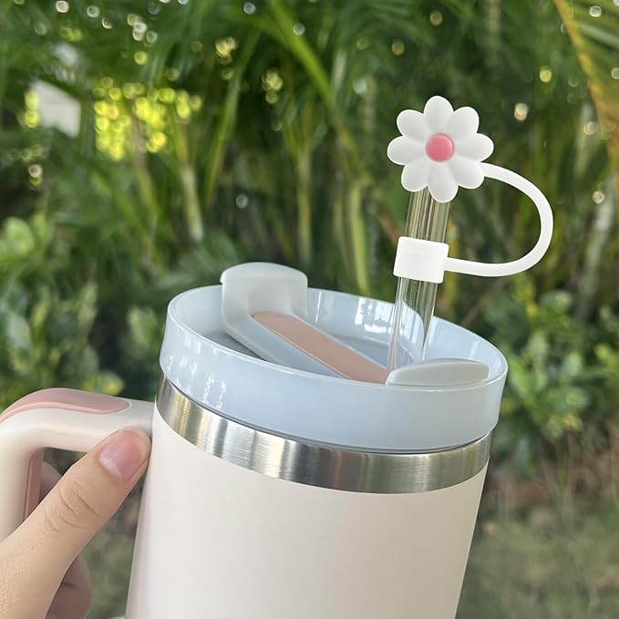 Velaco 7pc 0.4in/10mm Silicone Straw Covers - Compatible with Stanley 20-40 Oz Cup, Dust-Proof Straw Caps for Water Bottle