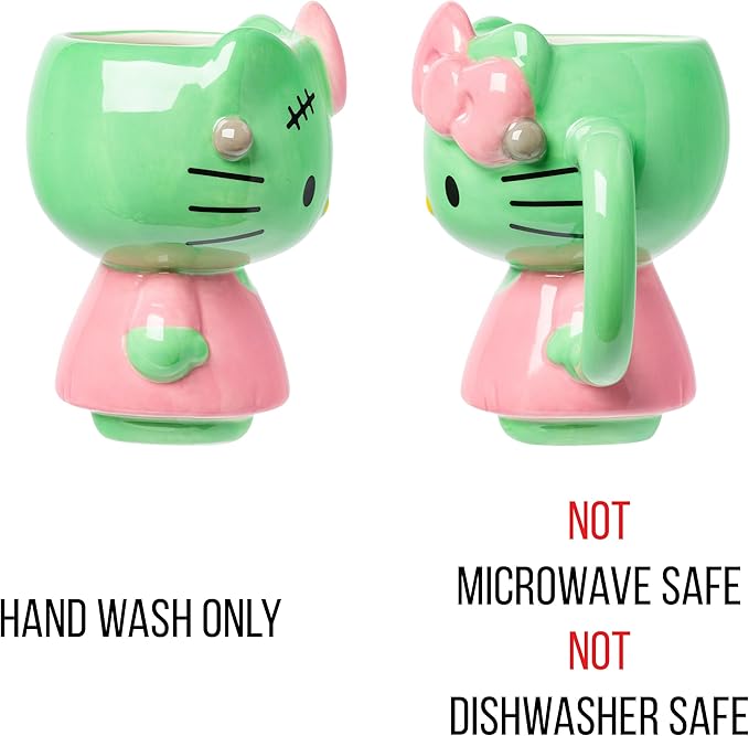 Silver Buffalo Sanrio Hello Kitty Halloween Frankenkitty Pink Dress Ceramic 3D Sculpted Mug, 20 Ounces