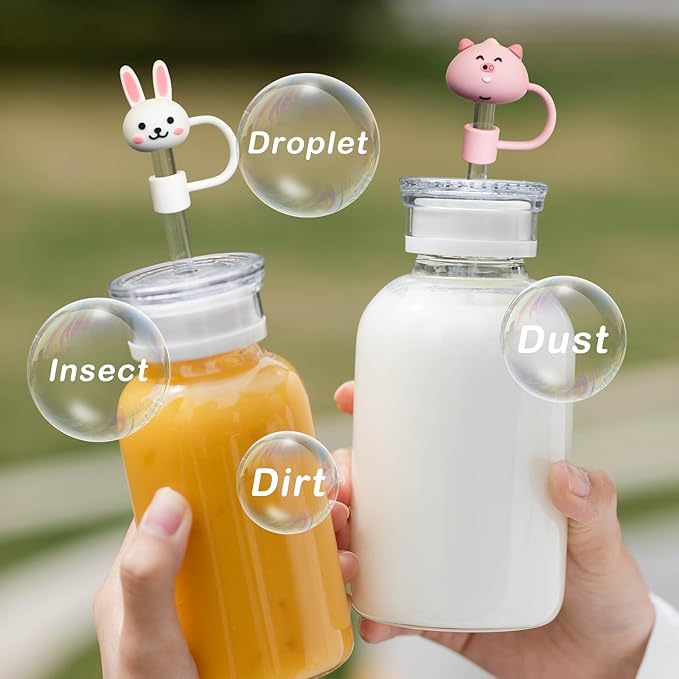 6PCS Straw Cover Cap for Stanley Cup, Silicone Cute Animal Straw Topper for Stanley 30&40 Oz Tumbler with Handle, 10mm 0.4in Dust-Proof Reusable Straw Tips Lids. (Color 3)