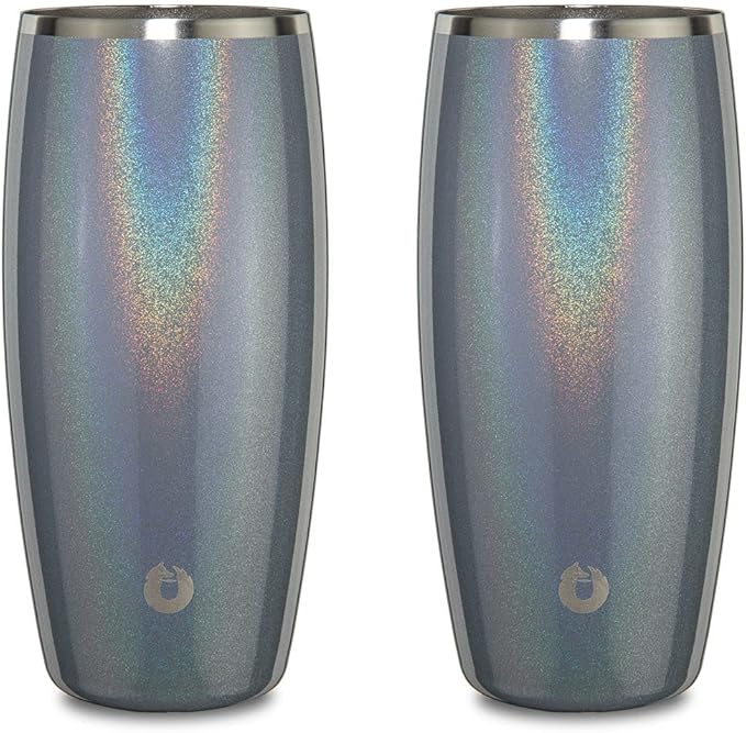 SNOWFOX Premium Vacuum Insulated Stainless Steel Beer Glass, Home Bar Accessories, Elegant Bartending, Lightweight Pint Glasses, Sleek Drinkware, Frosty Beverages Stay Cold, 18oz, Set of 2, Grey