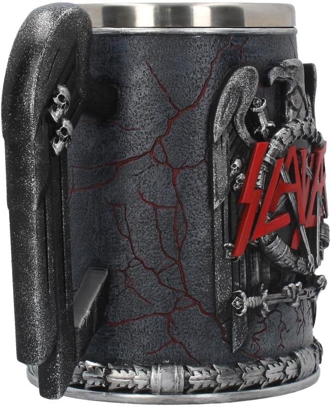 Nemesis Now B4128M8 Slayer Tankard Mug 14cm Black, Resin w/Stainless Steel Insert, Grey