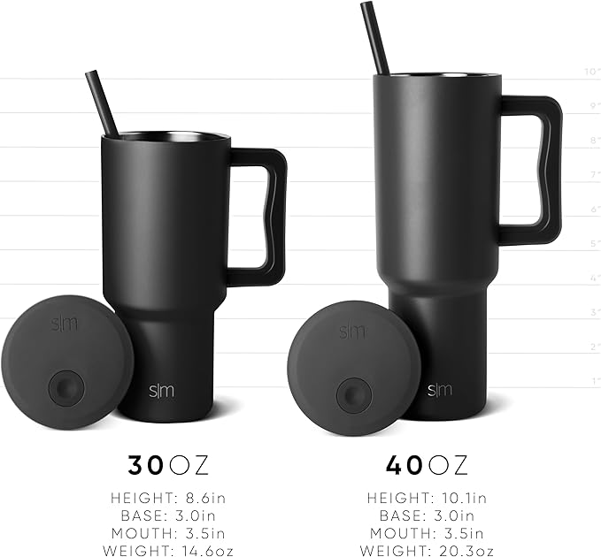 Simple Modern 30 oz Trek Tumbler with Handle and Straw Lid | Cup Holder Friendly Insulated Stainless Steel Travel Mug | Winter White (Pack of 12)