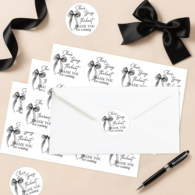 Serencatcher 80Pcs She's Tying The Knot Bridal Shower Thank You Stickers 2 Inch - Image 2