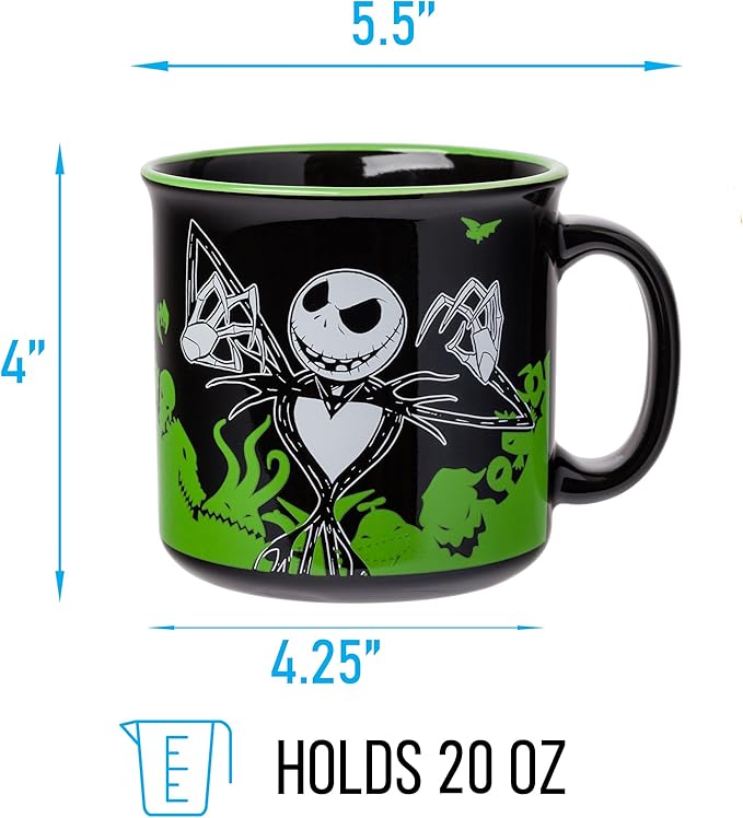Silver Buffalo Disney The Nightmare Before Christmas Your Worst Nightmare Featuring Jack Skellington Ceramic Camper Mug, 20 Ounces