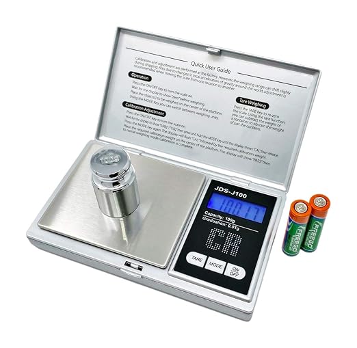 CR Scale Digital Pocket Scale - 1pc Premium Digital Food Scale 100g by 0.01g Digital Grams Scale Weight Scale Kitchen Scale Silver Gram Scale with Weight Portable Scale (JDS-J100) (Battery Included)
