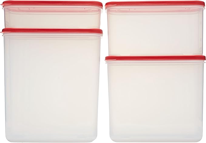 Rubbermaid Modular Canisters, Food Storage Container, BPA-free, 8-piece Set, Red (1776474)