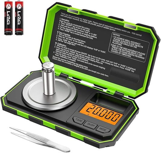 AMIR Professional Digital Mini Scale, 20g-0.001g Pocket Scale, Electronic Smart Scale with 20g Calibration Weight (Battery/Tweezers Included)