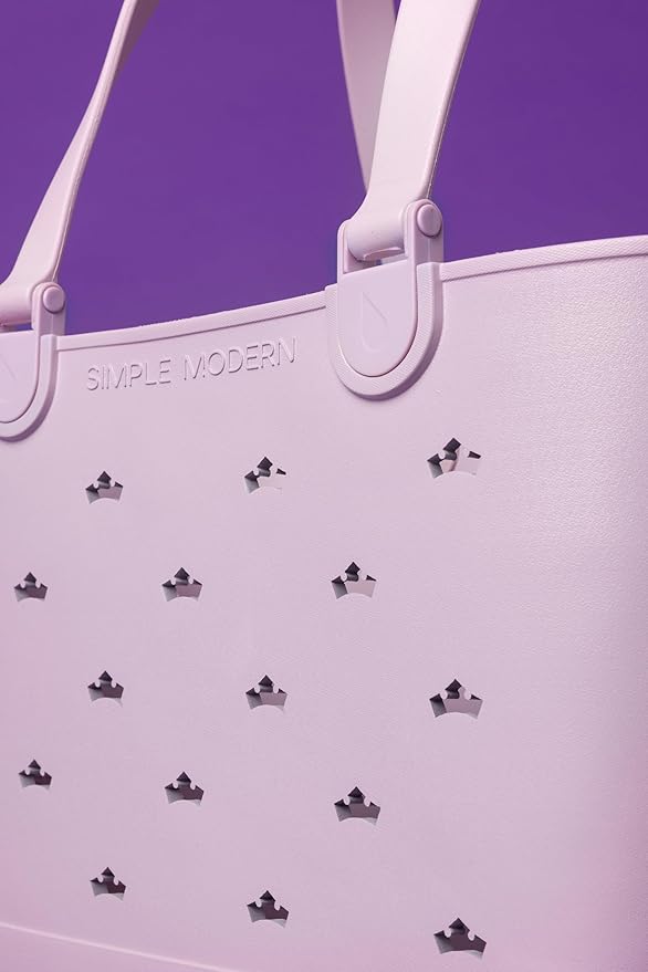 Simple Modern Disney Large Beach Bag | Waterproof Getaway Rubber Tote with Zipper Pocket for Travel, Pool, Boat, Groceries, Sports | Lavender Princess