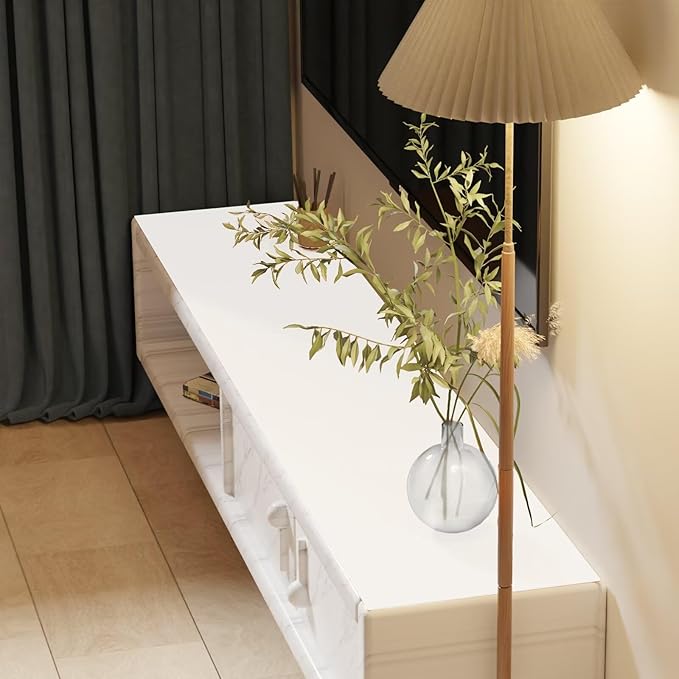 Leather Table Cover,1.8mm Thick,12x78 Inch Desk Cover,Dresser Cover Top,Dresser Protector Top,Dresser Cover,End Table Cover.(White+White,12x78)