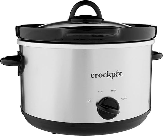 Crock-Pot 5-Quart Smudgeproof Round Manual Slow Cooker with Dipper Silver