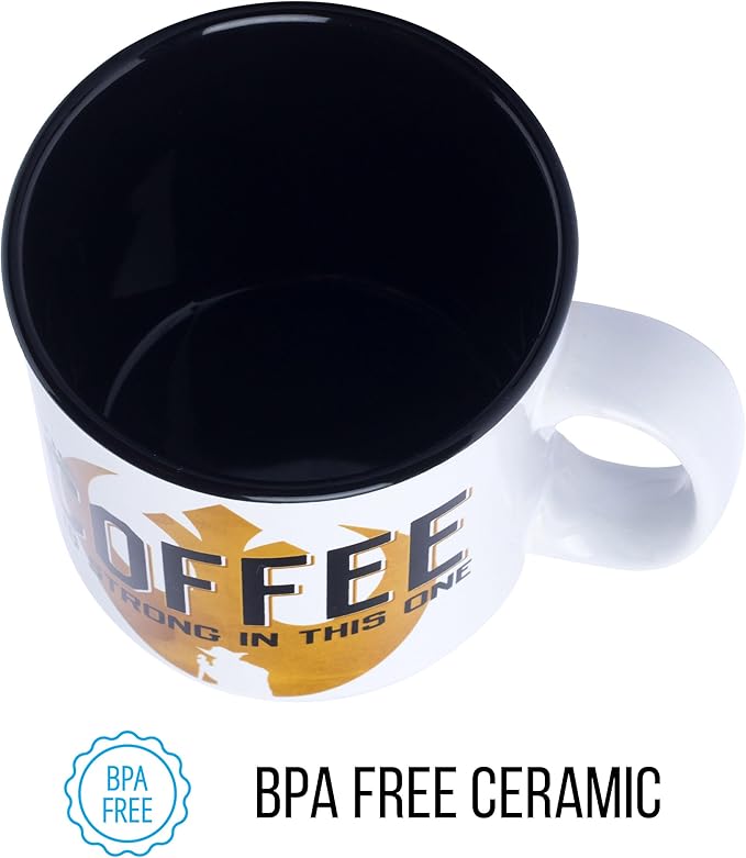 Silver Buffalo Star Wars The Coffee is Strong In This One Ceramic Camper-Style Coffee Mug, 20-Ounces