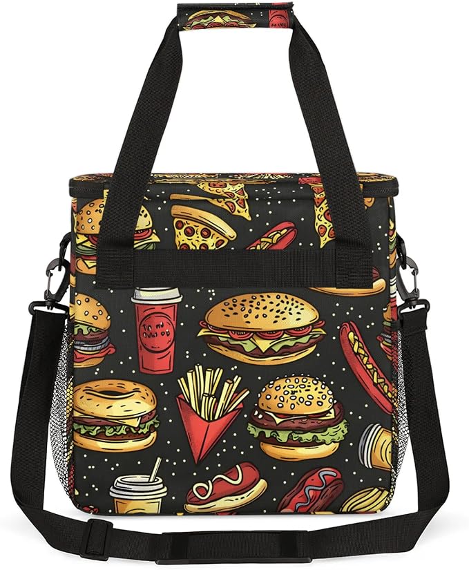 Delicious Fastfood Coffee Maker Travel Bag, Food Pizza Chips Hot Dog Insulated - Image 5
