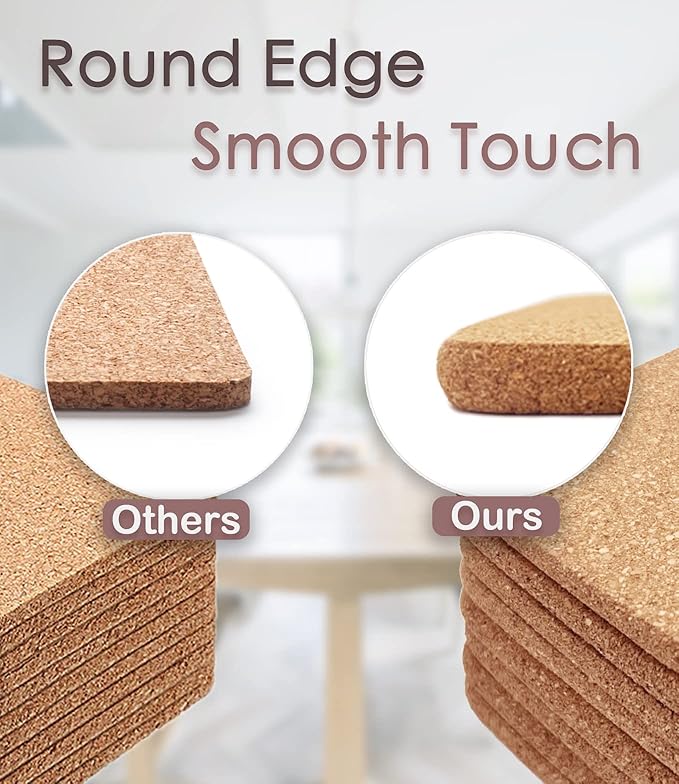 Cork Trivet, 6 Pcs High Density Thick Square Trivets for Hot Dishes, 8 Inch Heat Resistant Multifunctional Coaster, Hot Pads for Table & Countertop