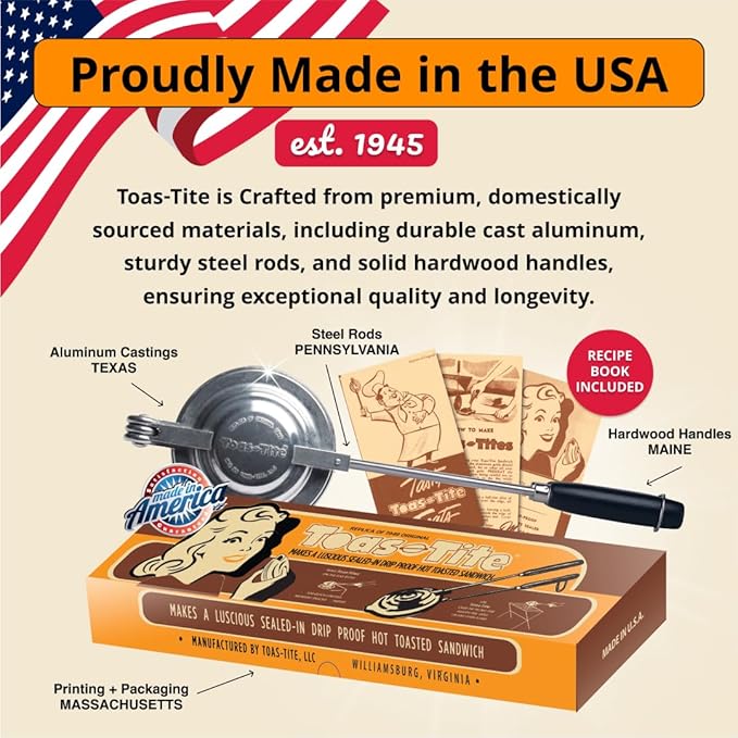 Sandwich Grill Toas-Tite, Handheld Sandwich Maker, Hand Toaster, Panini & Sandwich Press for Hot Sandwiches, Pies - Best for RV Camper, Stovetop, Grill, Tool for Portable Cooking 3-Pack