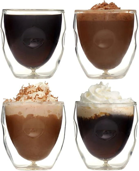 Ozeri Moderna Artisan Series Double Wall Beverage and Espresso Shot Glasses, 2-Ounce, Set of 4