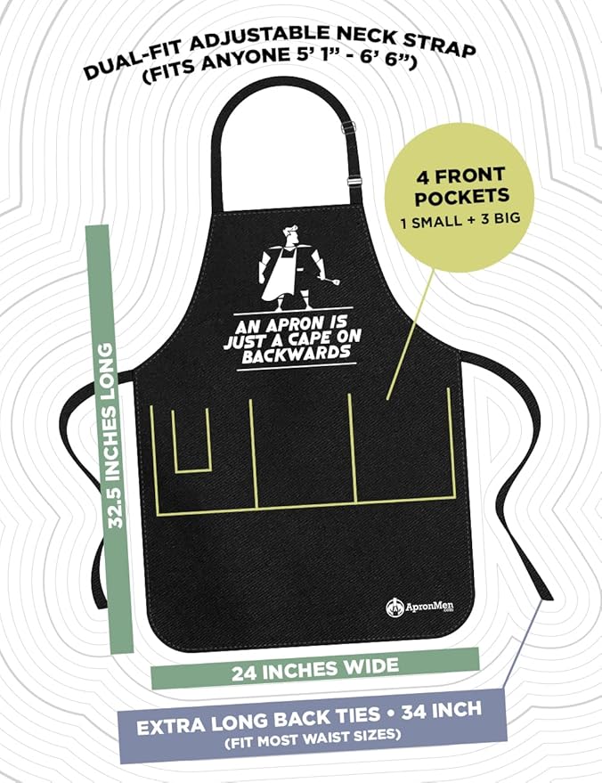 ApronMen - Funny Apron For Men - BBQ Gifts for Men & Unique Gifts for Fathers - Mens Aprons for Grilling