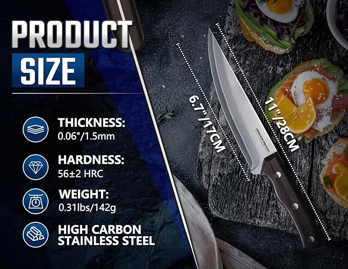 Dream Reach Boning Knife for Meat Cutting Japanese 6.7 inch High Carbon Steel Fillet Knife for Meat with Sheath-Razor Sharp for Kitchen Outdoor (Flow Series2), Christmas Gifts for Men