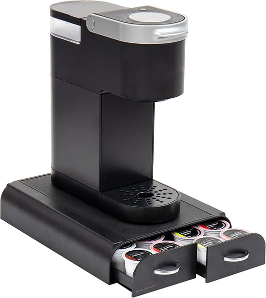 Mind Reader Single Serve Pod Organizer, 2 Drawers, 24 Pod Capacity, Keurig Mini Compatible, Black