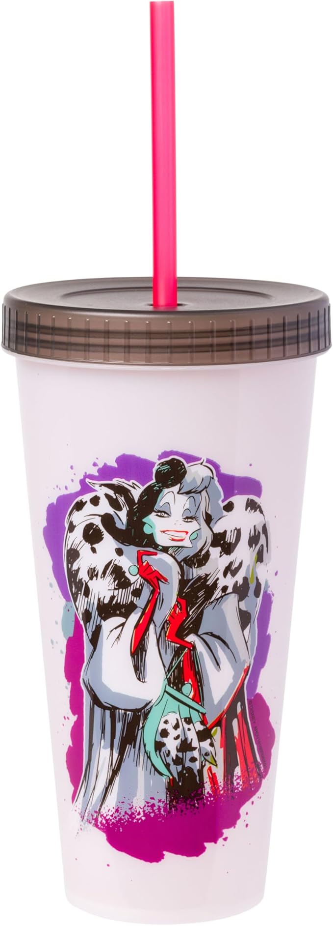 Silver Buffalo Disney Villains 4 pack Color Change Plastic Tumbler Featuring The Evil Queen, Cruella De Vil, Ursula, and Maleficent, 24 Ounces