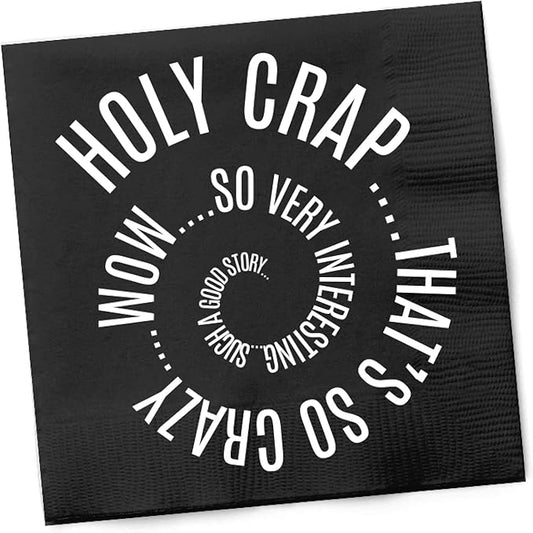 Twisted Wares - Funny Cocktail Napkins - Holy Crap That's So Crazy Wow So Very Interesting Such a Good Story - Boutique Cocktail Napkins - Perfect for any Celebrations 5"X5" (20 Pack)