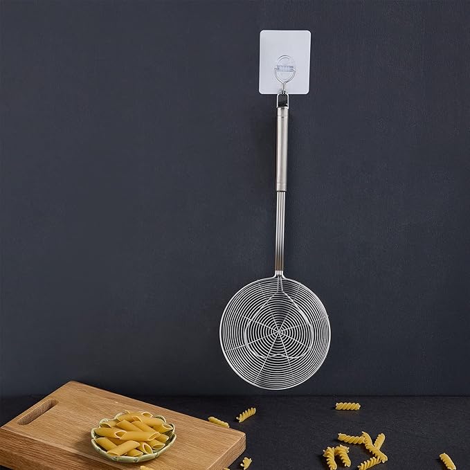 Strainer Skimmer Spoon for Cooking and Frying, 6.3 Inches Strainer with Handle Stainless Steel Kitchen Utensils Fryer Scoop Spoon