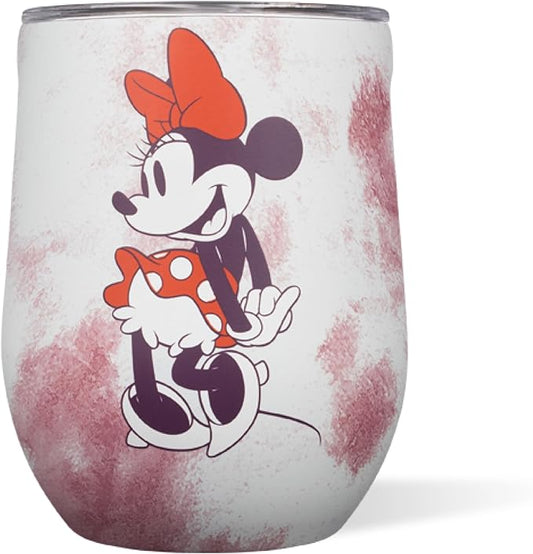 Corkcicle Stemless Insulated Wine Glass Tumbler - Keeps Beverages Cold 6 Hours & Hot 3 Hours - Stainless Steel - Easy-Grip - Summer Drinkware Gift - Keeps Drink Ice Cold - 12 oz - Minnie Mouse Tie Dye
