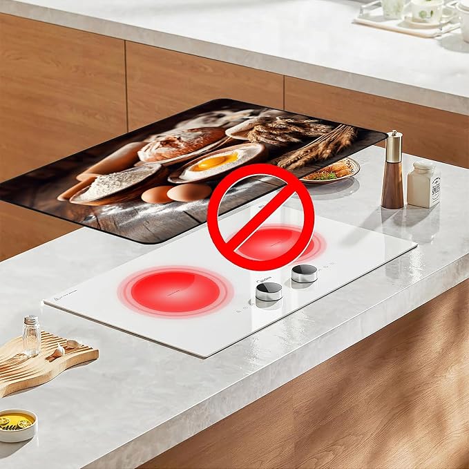 Farmhouse Baking Stove Top Cover 28.3 x 20.5 Inches, Heat Resistant Glass Stove - Image 5