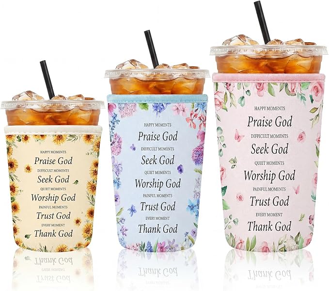 Chengu Floral Christian Gifts for Women Religious Reusable Iced Coffee Cup by CHENGU