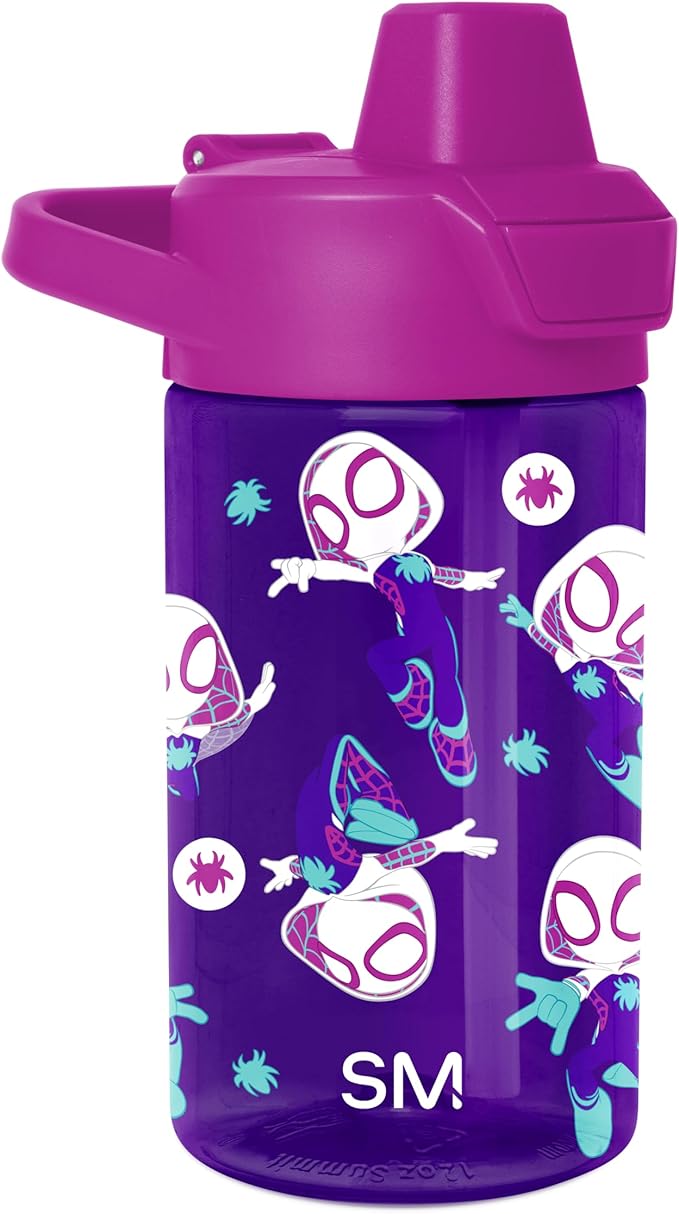 Simple Modern Marvel Kids Tritan Plastic Summit Water Bottle | 12 oz BPA-Free Cup with Covered Leak Proof Straw Lid for Girls, Toddlers | Spider Gwen