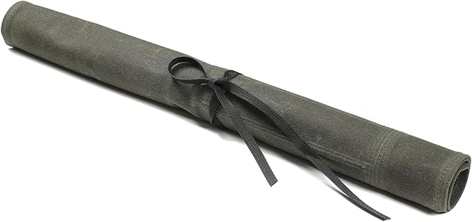 Heavy Duty Waxed Canvas Knife Roll Bag, Portable Chef Knife bag, Durable (Army Green)