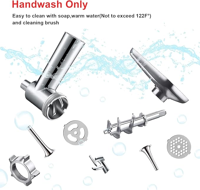 Metal Meat Grinder Attachment for KitchenAid Stand Mixers, Food Grinder Attachment Includes 4 Grinding Plates, 3 Sausage Stuffer Tubes, 2 Grinding Blades, Grinder and Sausage Stuffer by COFUN