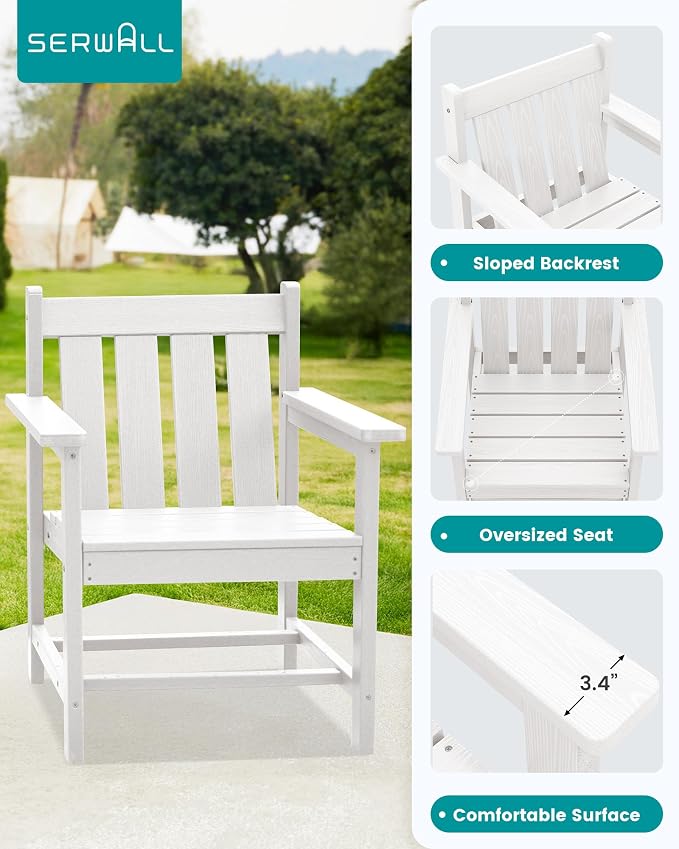 SEWRWALL Patio Furniture Set, HDPE Material All Weather Use Adirondack Chair Set - Image 6