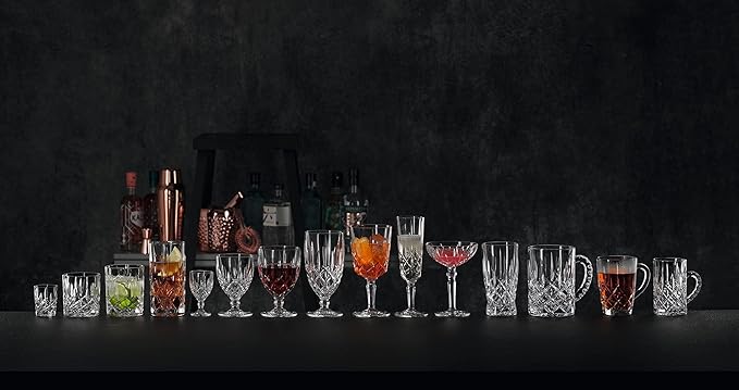 Nachtmann Noblesse 12 Oz. All Purpose Glasses, Set of 4 – 7.4" Crystal Drinkware with Elegant Cut Design, Modern Barware Glasses for Wine, Cocktails & Water, Lead-Free – Stylish Bar & Dining Set