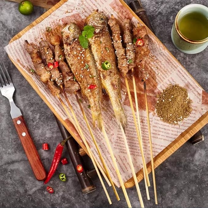 Fu Store Bamboo Skewers 6 Inch 100 Pack Bamboo Sticks Shish Kabob Skewers,Grill, Appetizer, Fruit, Corn, Chocolate Fountain, Cocktail