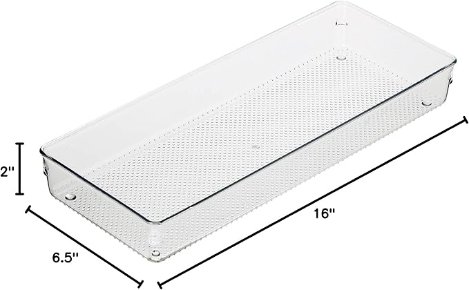 Oggi Clear Drawer Organizer | 6" x 15" | Pack of 2 | For Kitchen & Office | For Bathroom Storage