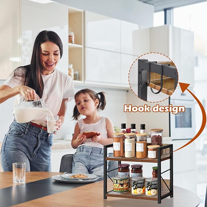 2 Tier Kitchen Counter Shelf Organizer, Coffee Bar Station Organizer, Space - Image 5